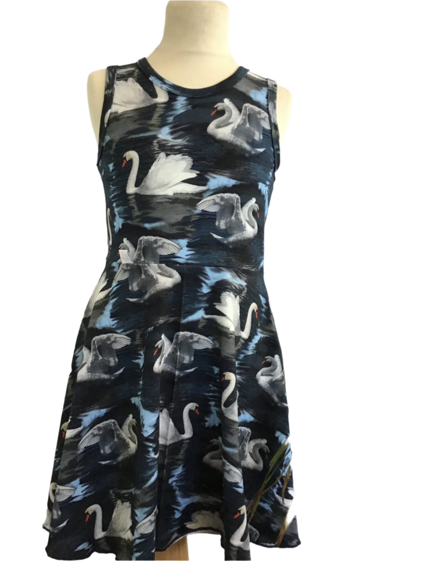 Kjole mørkblå svaner