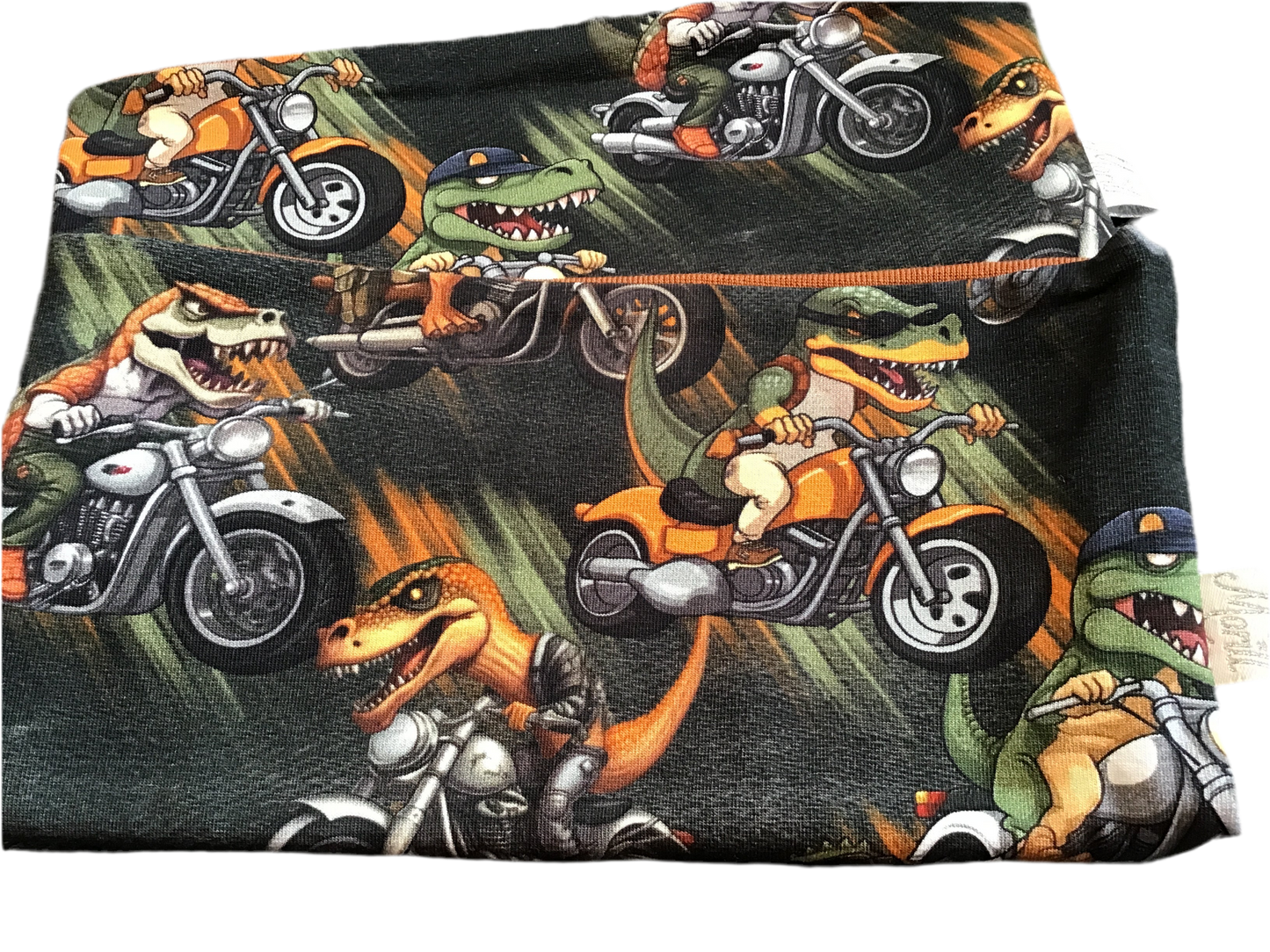 Hals dinosaur på motorsykkel