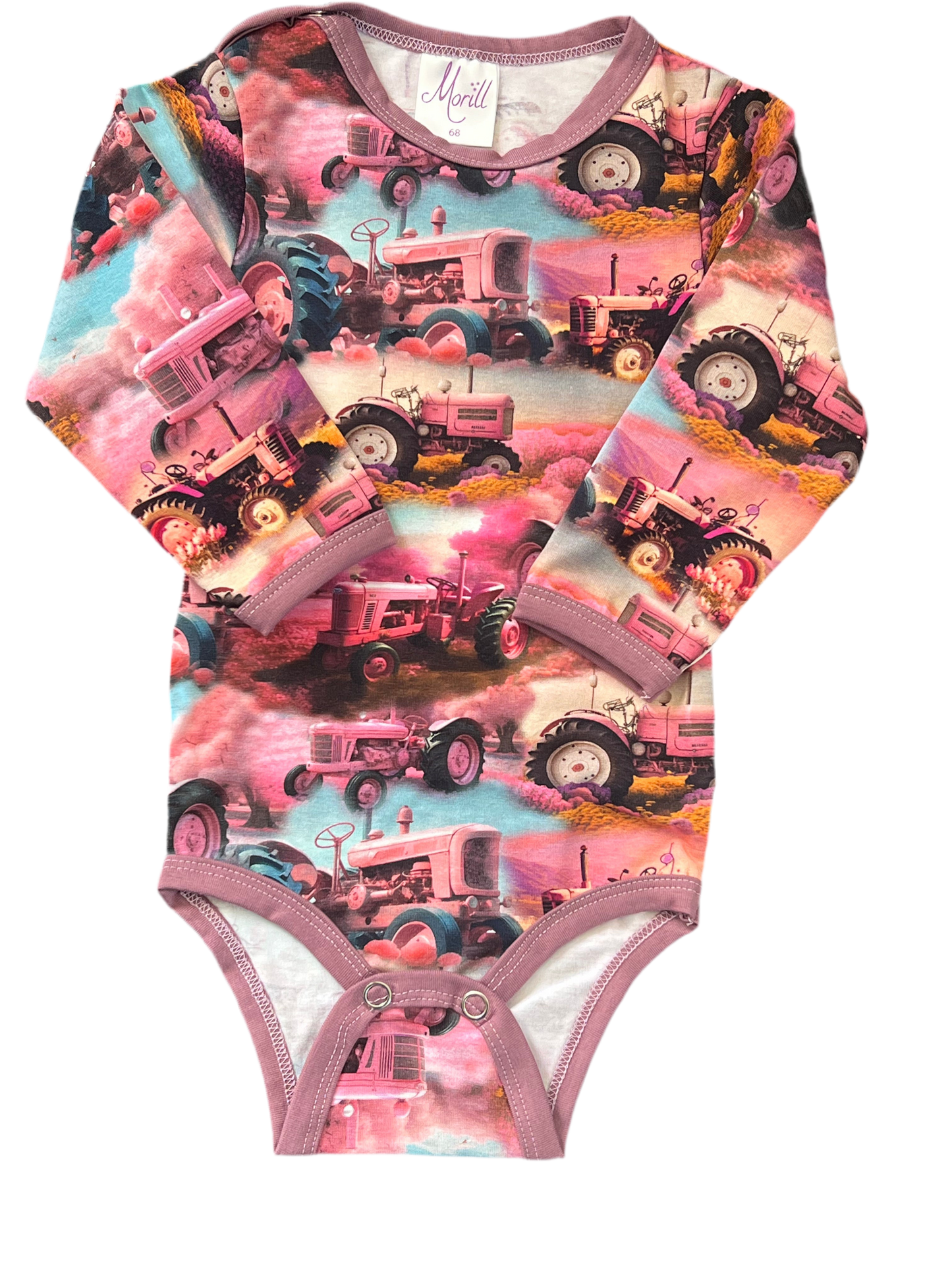 Babyjoggedress rosa gammeldags traktori