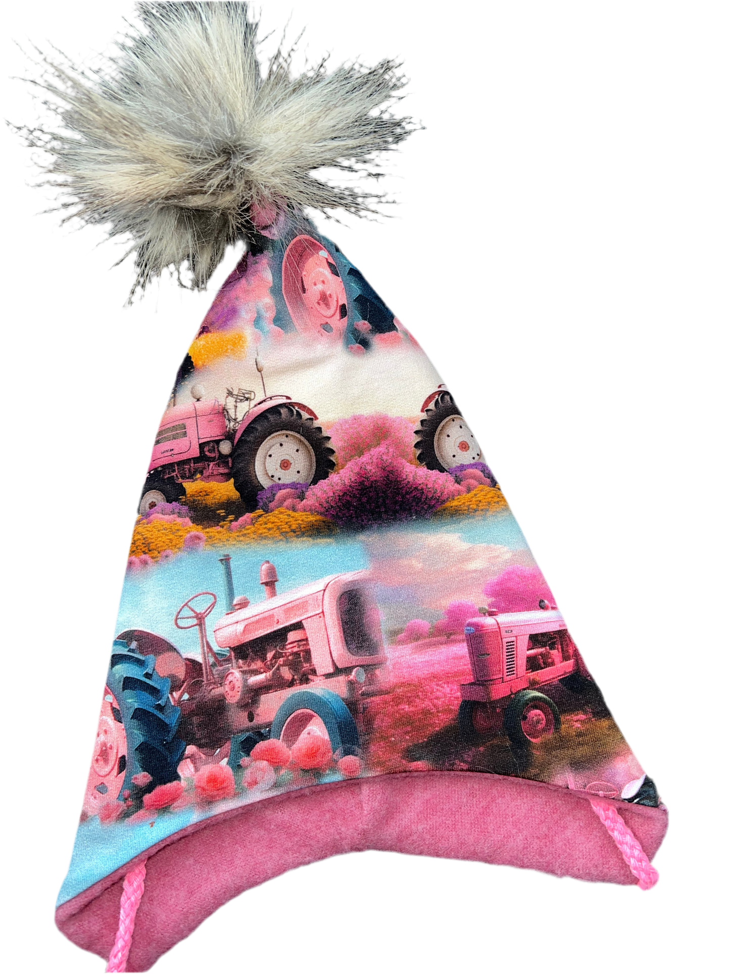 Spisslue Gammeldags rosa traktor