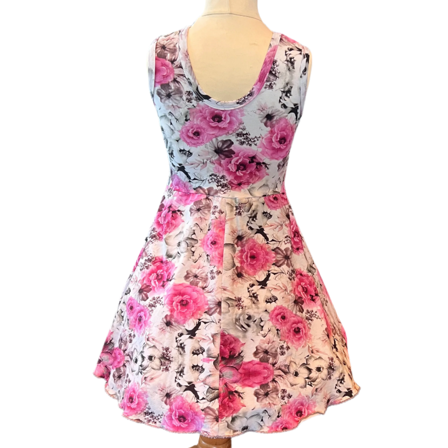 Kjole rosa/grå blomster