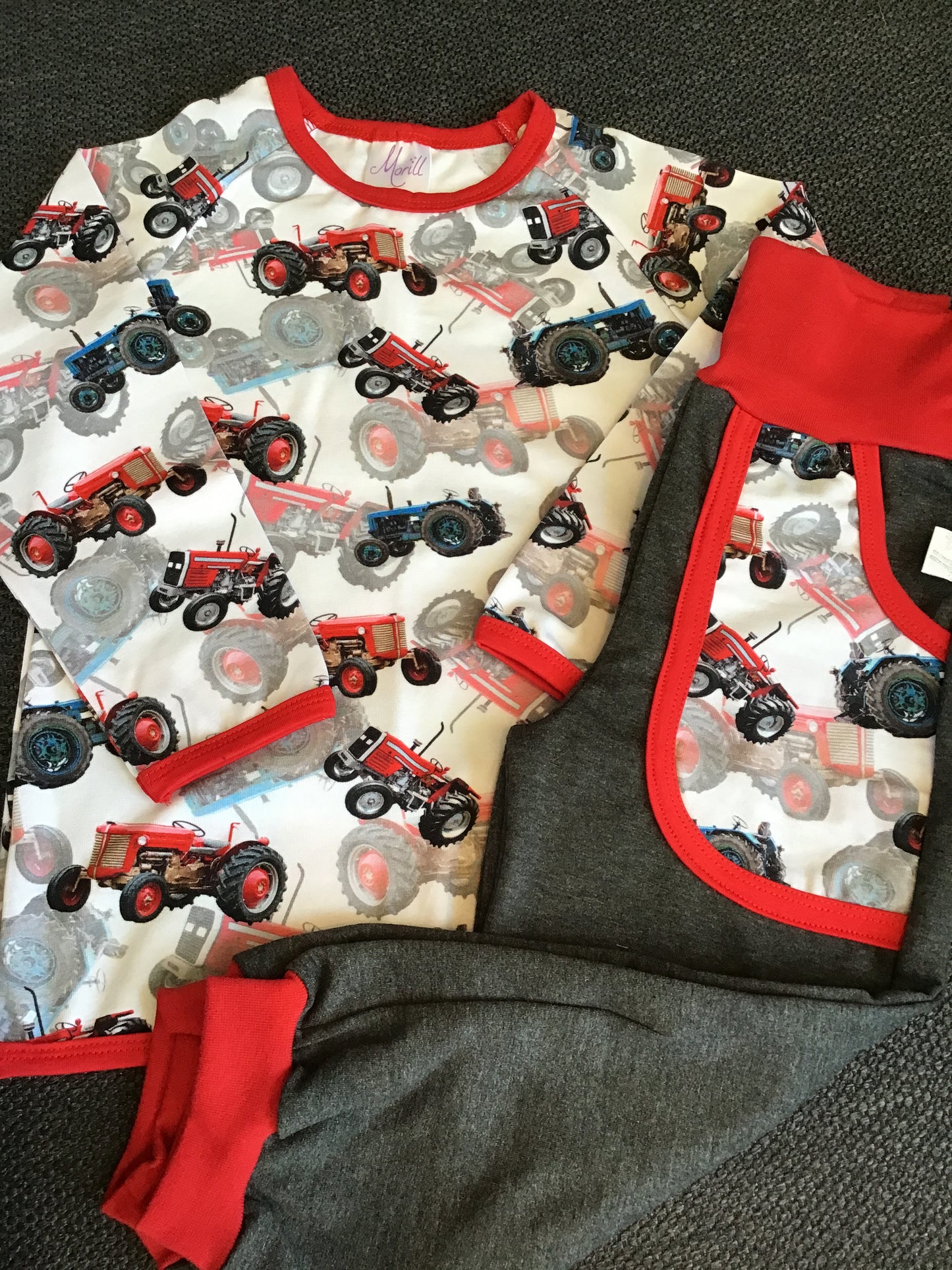 Joggedress blå/rød traktor