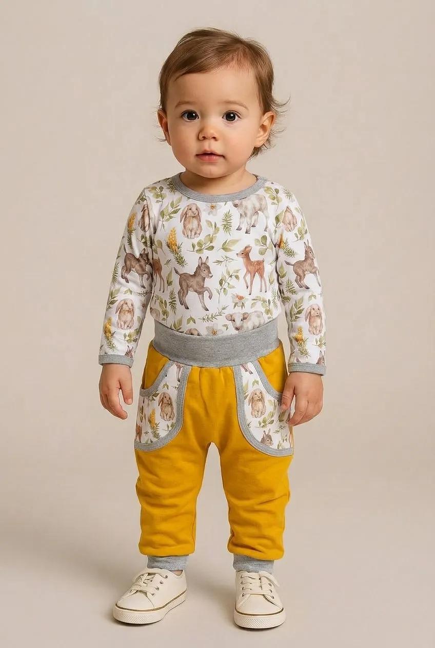 Babyjoggedress med dyr Gul