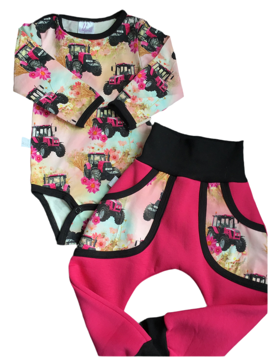 Babyjoggedress Rosa traktor