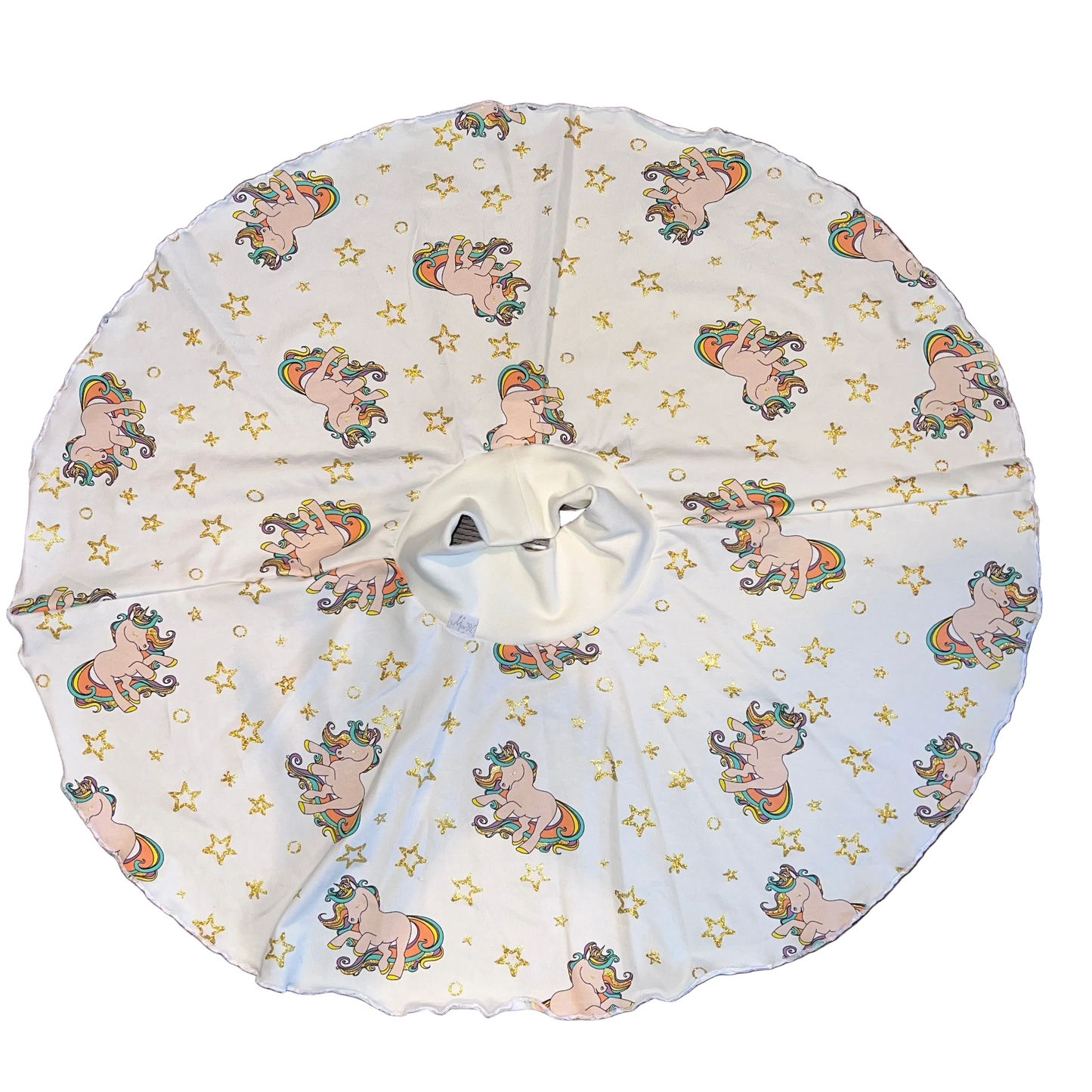 Fullsnurr-skjørt hvit/gull enhjørning