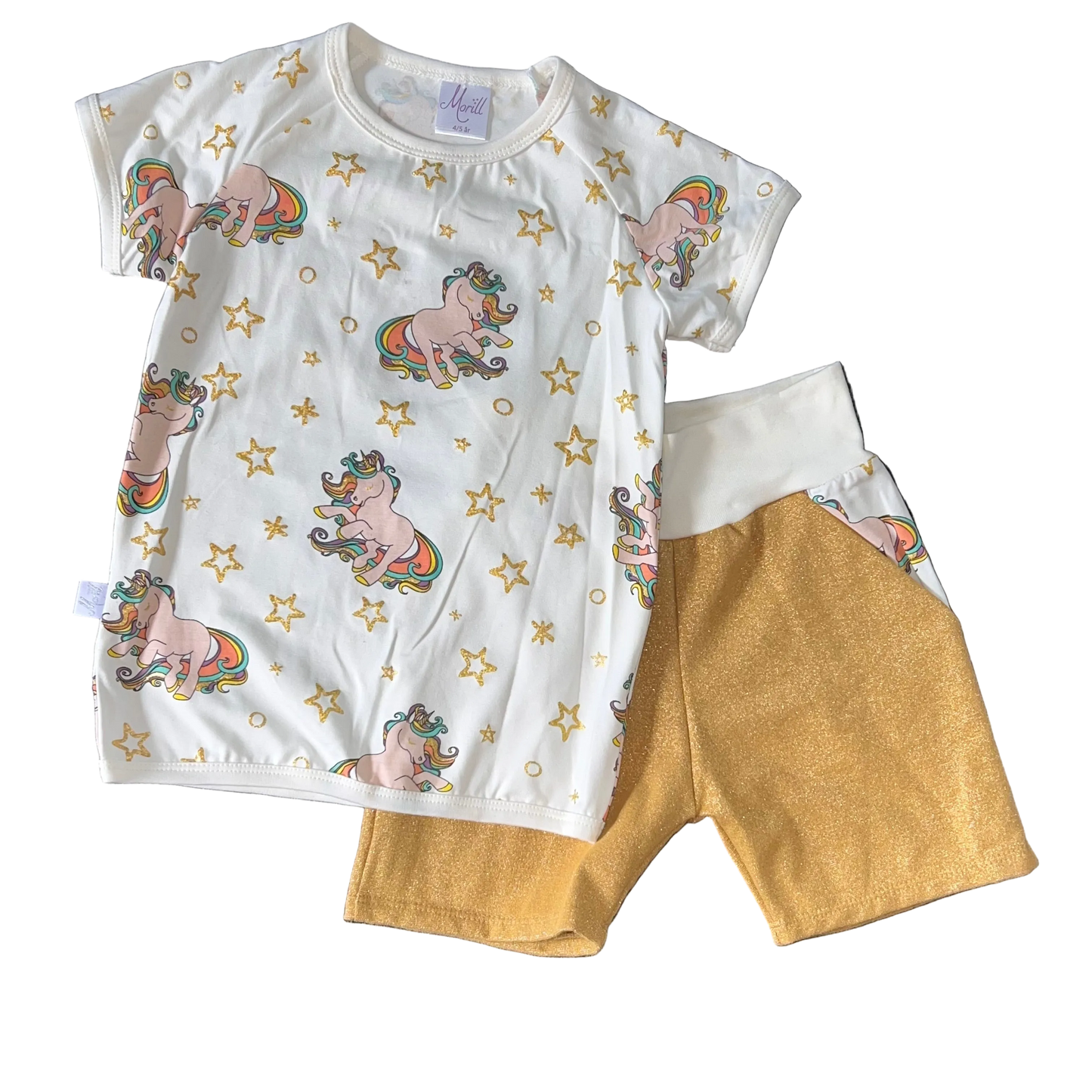 Sommersett Gull enhjørninger shorts og t-skjorte sett