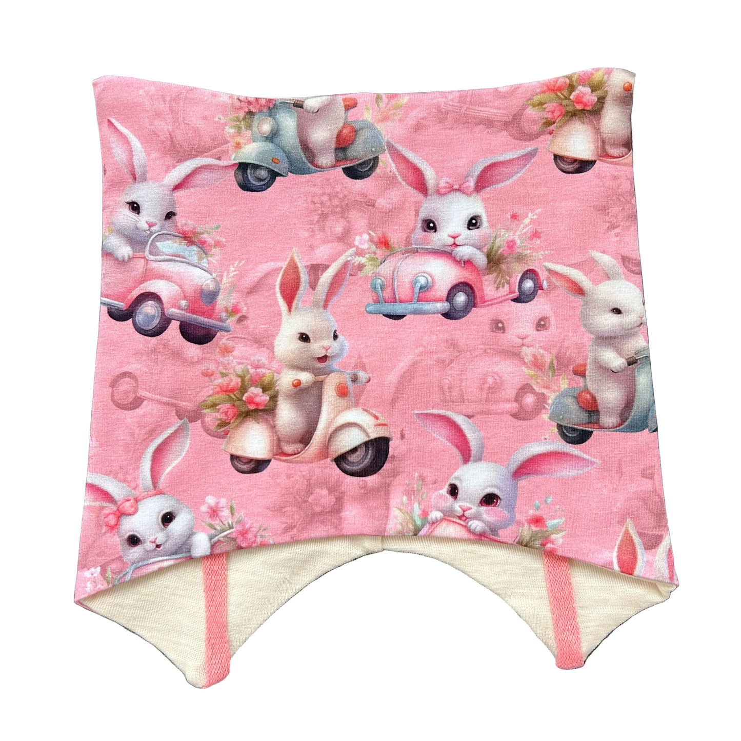 Knyttelue rosa kaniner med ullfor