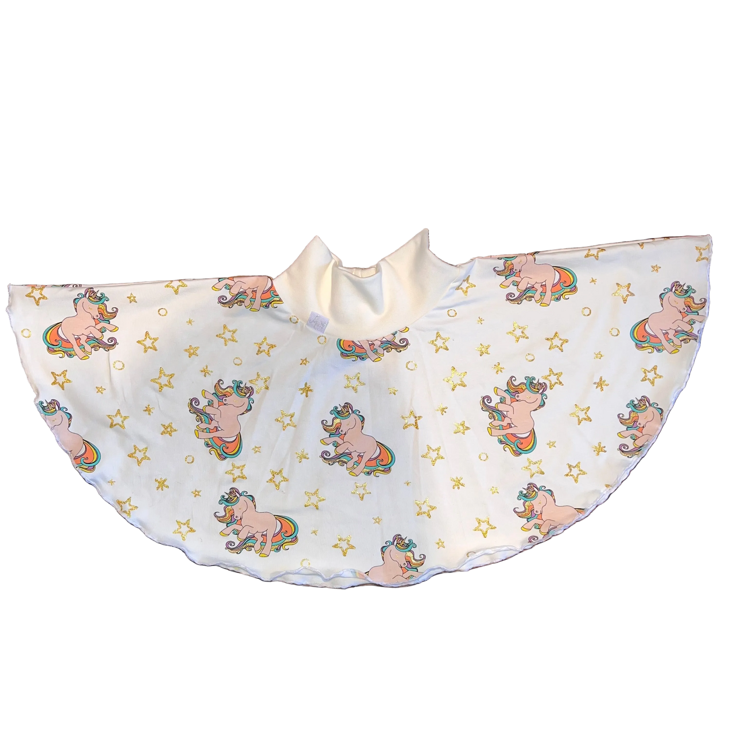 Fullsnurr-skjørt hvit/gull enhjørning