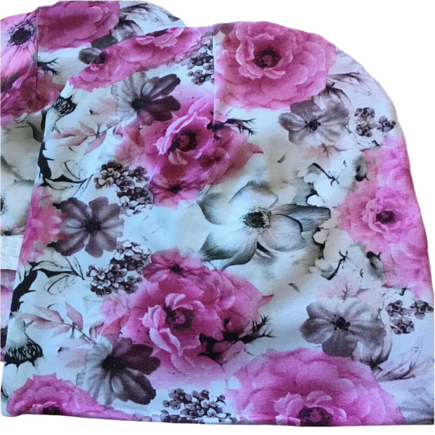Lue blomster grå/rosa