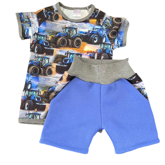 Traktor New Holland shorts og t-skjorte sett