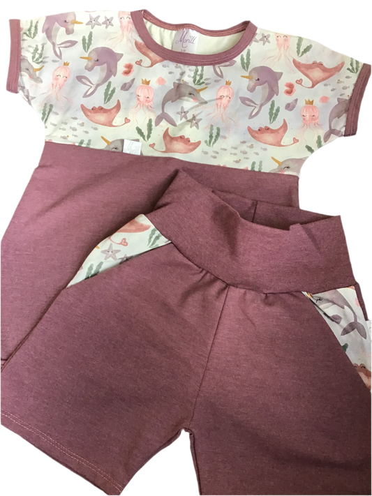 Somersett Sjødyr Rosa shorts og t-skjorte sett