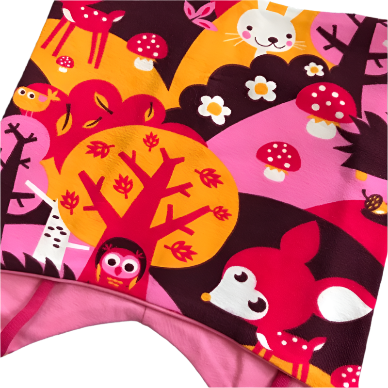 Knyttelue gul/rosa skog