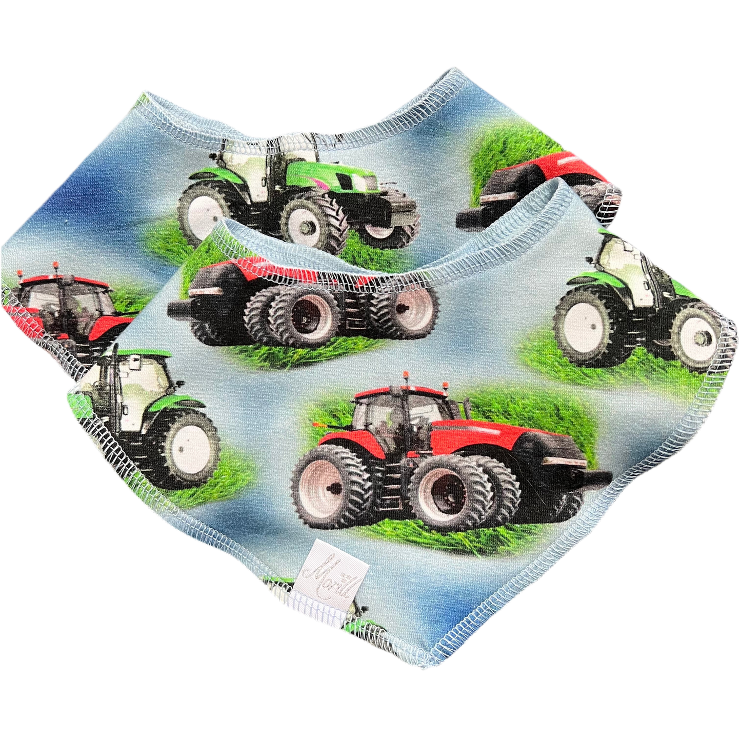 Smekke blå med rød og grønn traktor