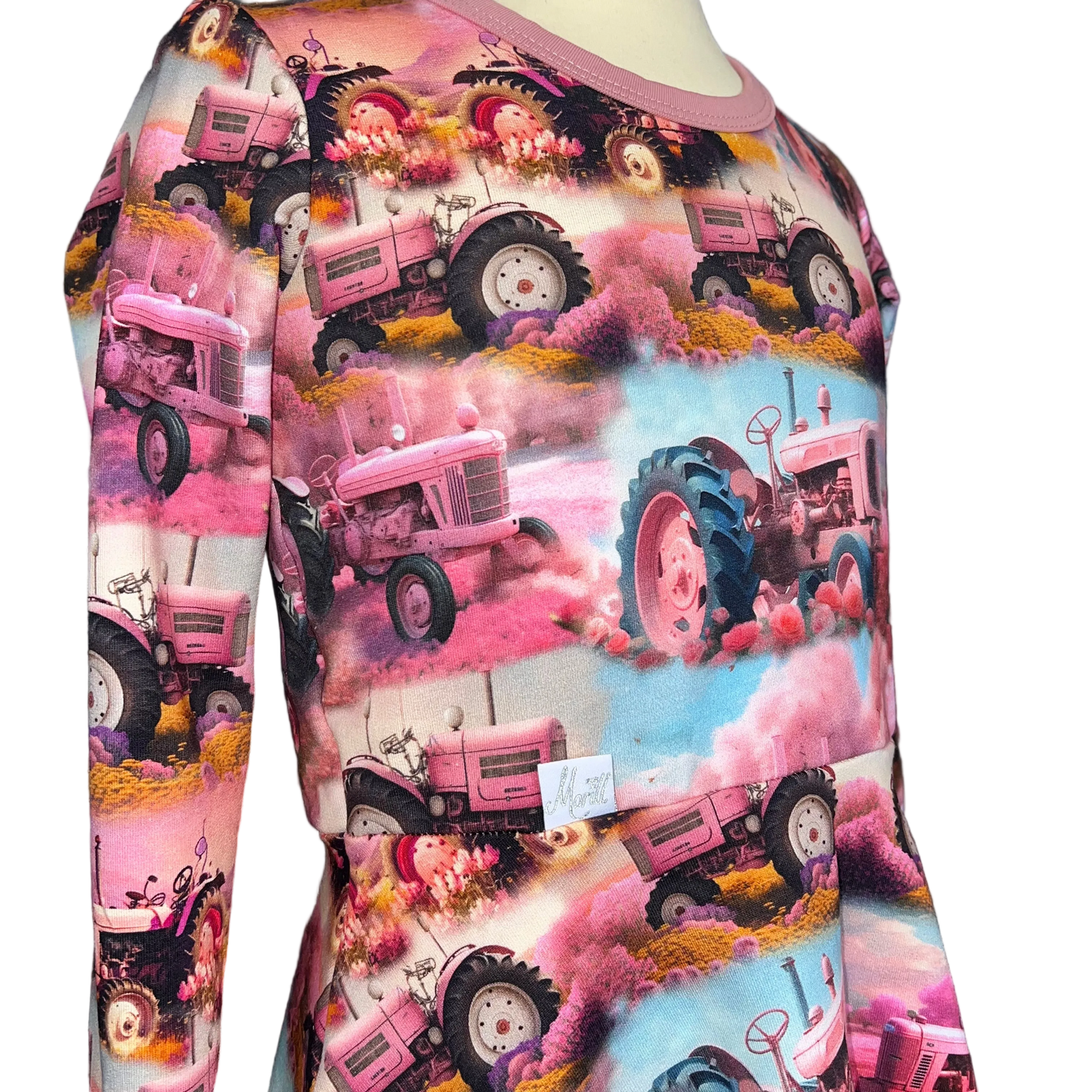 Kjole Rosa gamletraktorer m/lang erm