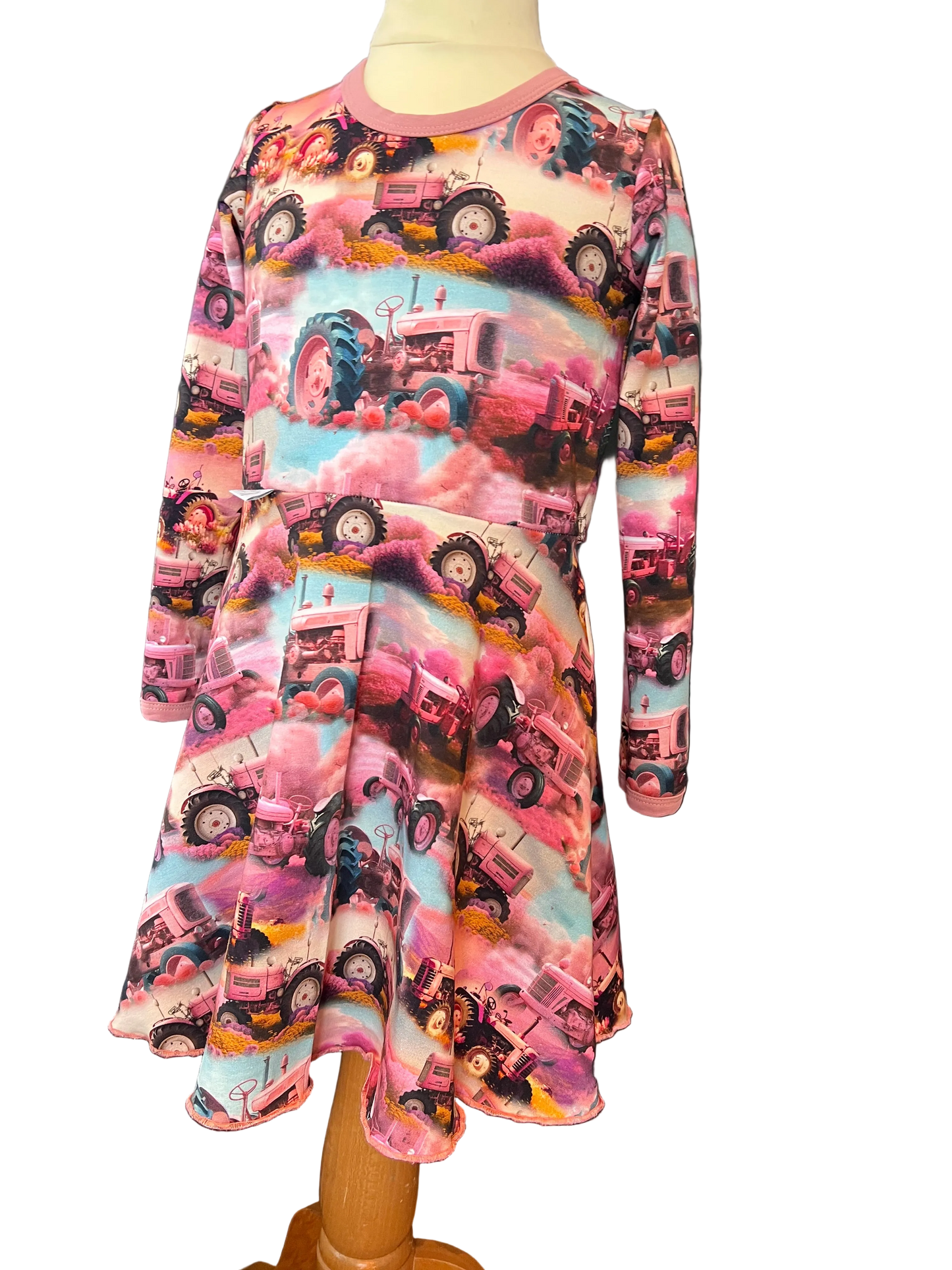 Kjole Rosa gamletraktorer m/lang erm