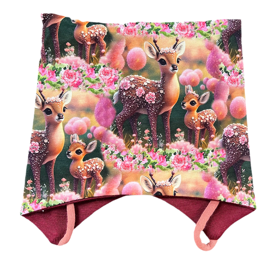 Knyttelue Rådyr og blomster m/ullfor