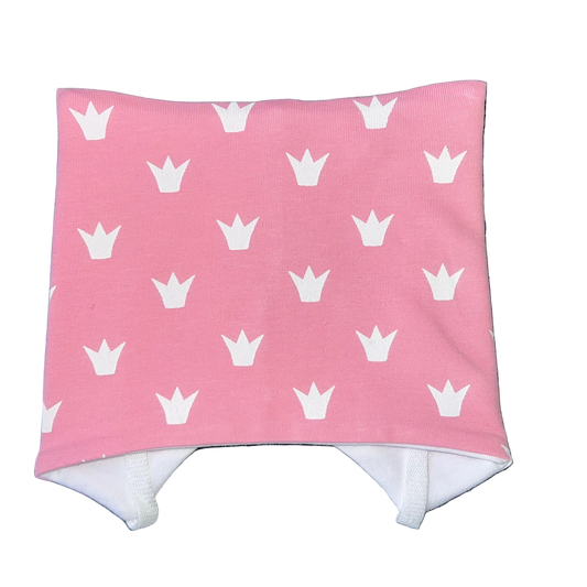 Knytelue til barn med rosa kroner