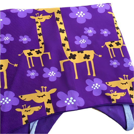 Knyttelue lilla/gul Giraff