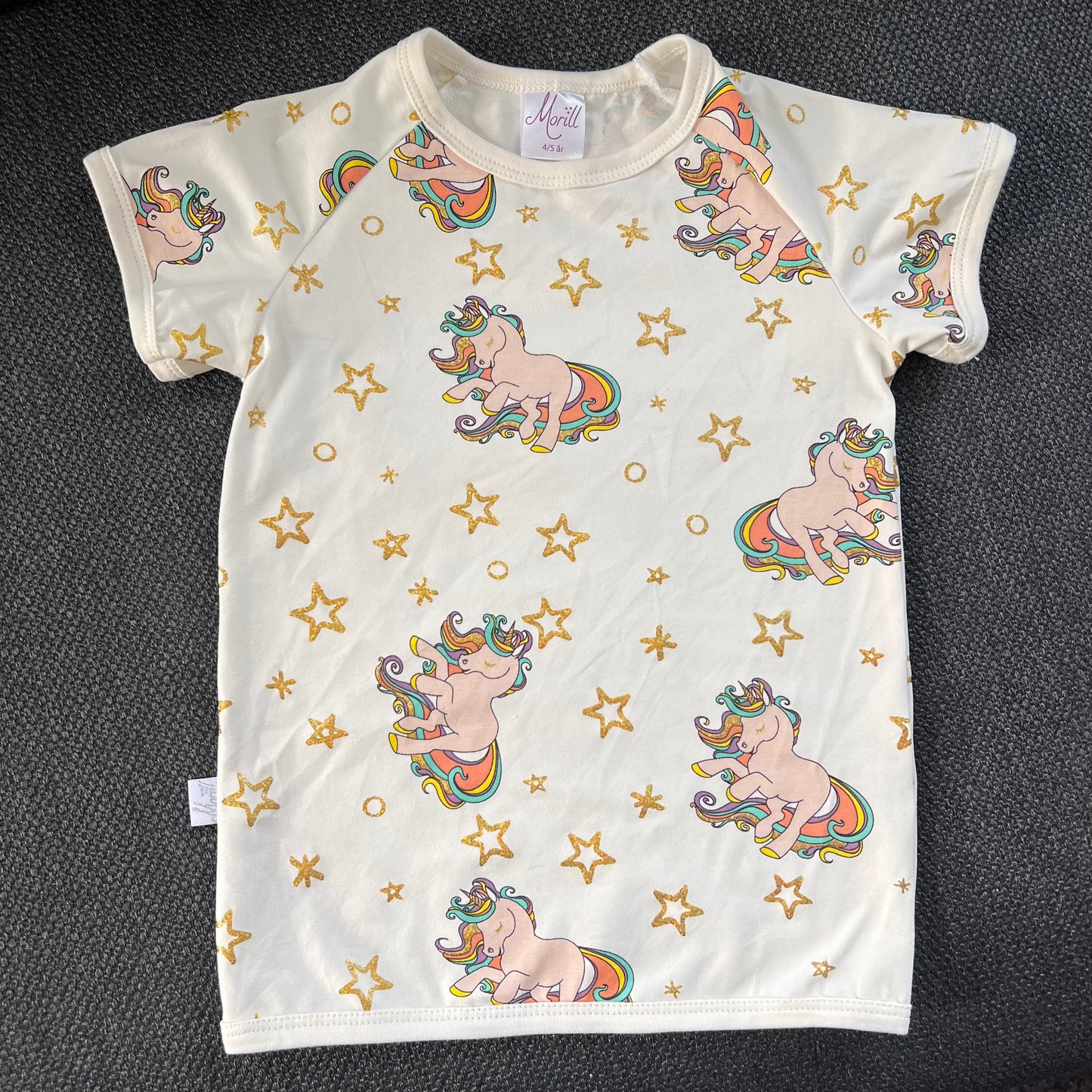 T-skjorte Gull/Hvit Enhjørning