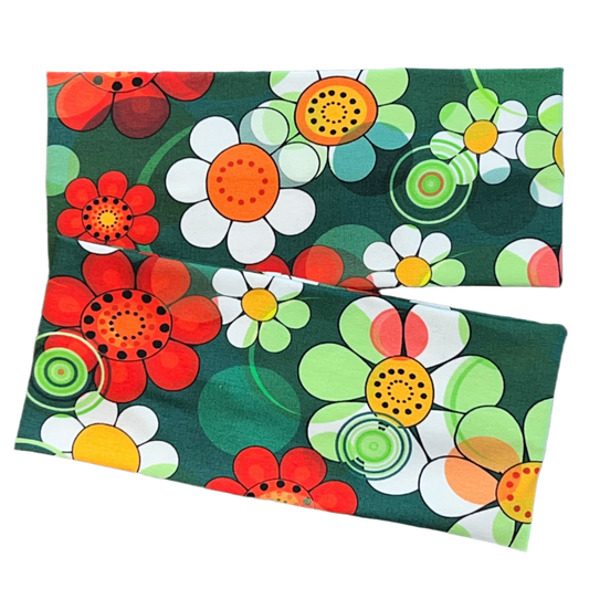 Pannebånd Retroblomster grønn