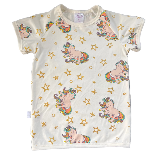 T-skjorte Gull/Hvit Enhjørning