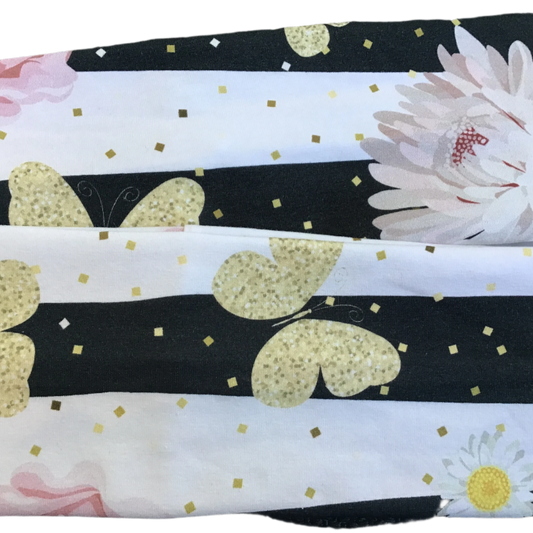 Pannebånd striper blomst/sommerfuggel