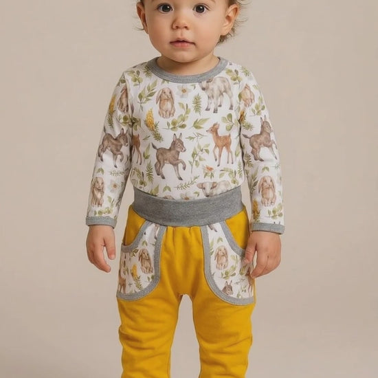 Babyjoggedress med dyr Gul
